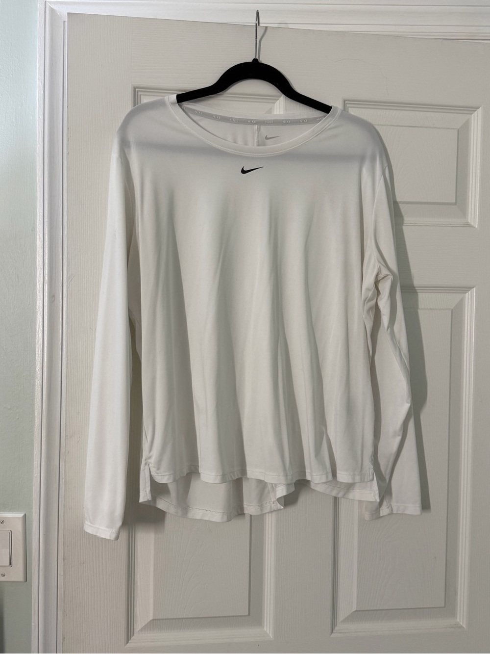 Nike White Long Sleeve Dri-FIT Crew Top